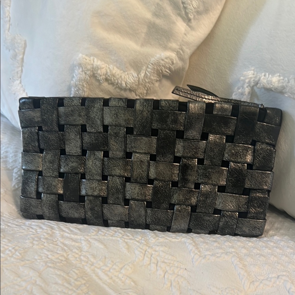 Latico Metallic Silver Clutch